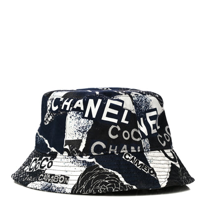 Chanel Cotton Coco Print Bucket Hat L Navy Black White 3 of 8