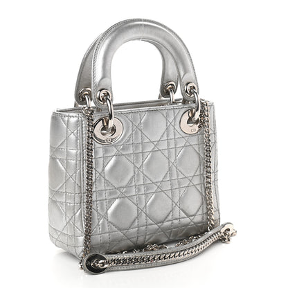 Christian Dior Metallic Lambskin Cannage Mini Lady Dior Grey 3 of 11