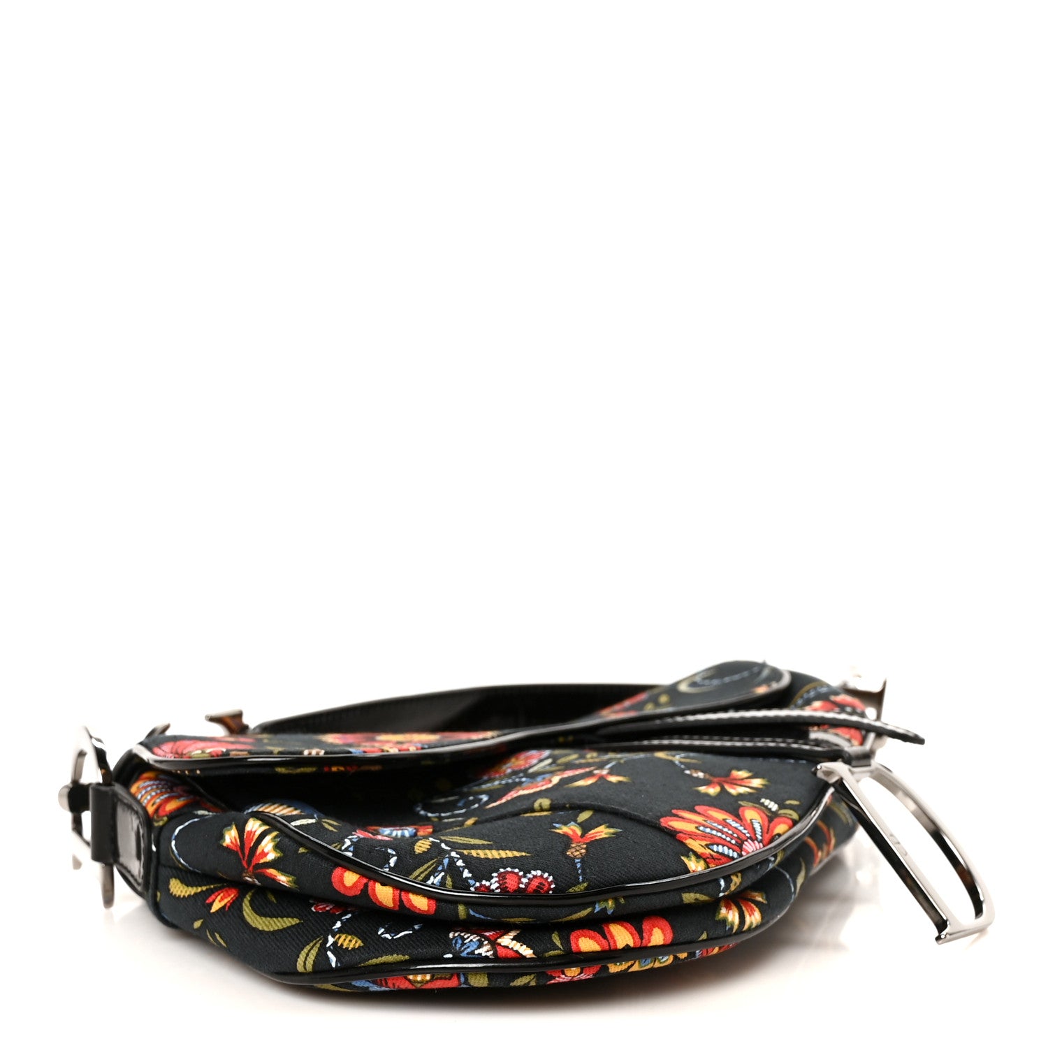 Christian Dior Canvas Floral Saddle Bag Black 4 of 10