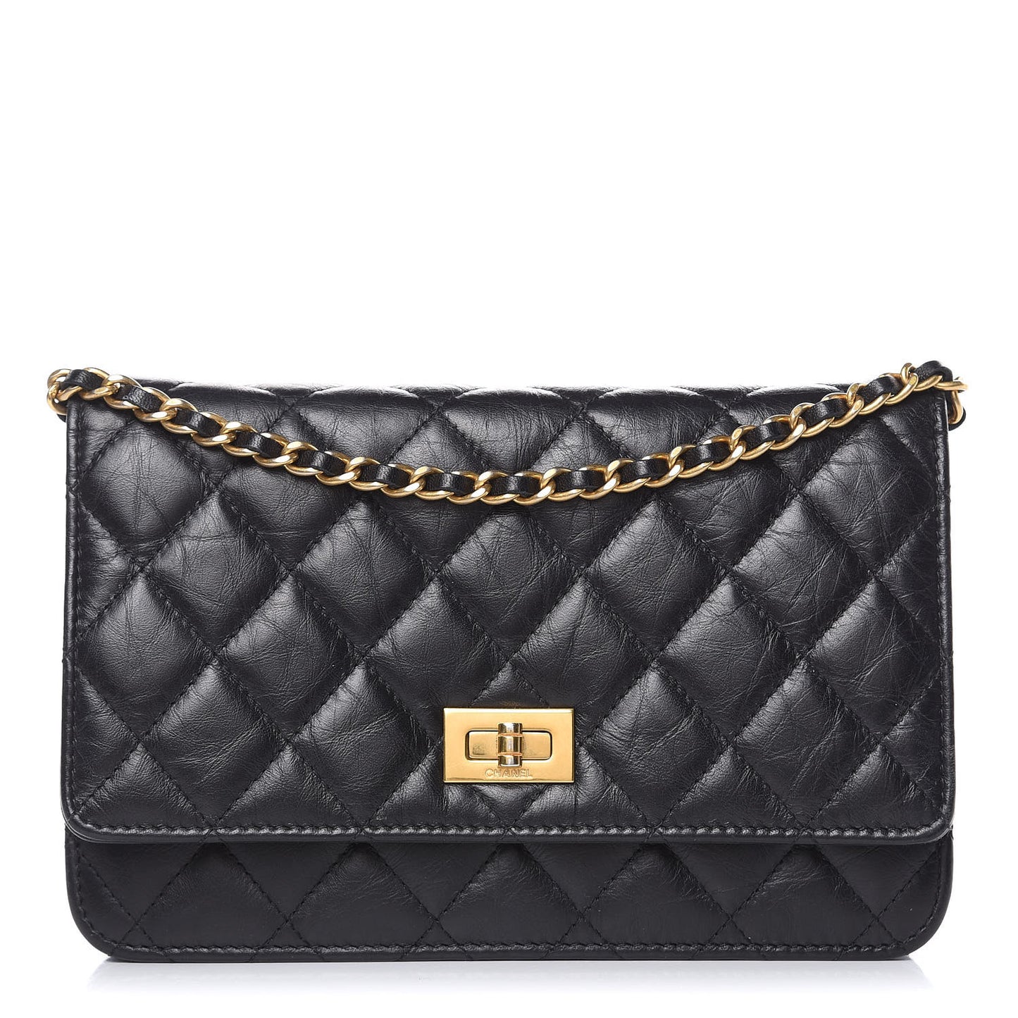 Aged Calfskin Quilted Reissue Wallet On Chain WOC Black