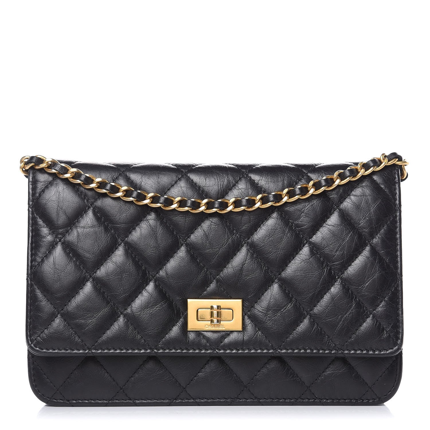 Chanel Aged Calfskin Quilted Reissue Wallet On Chain WOC Black 1 of 14