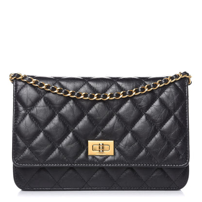 Chanel Aged Calfskin Quilted Reissue Wallet On Chain WOC Black 1 of 14