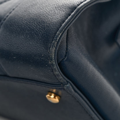 Chanel Sheepskin Quilted Mademoiselle Vintage Shopping Tote Navy 11 of 11