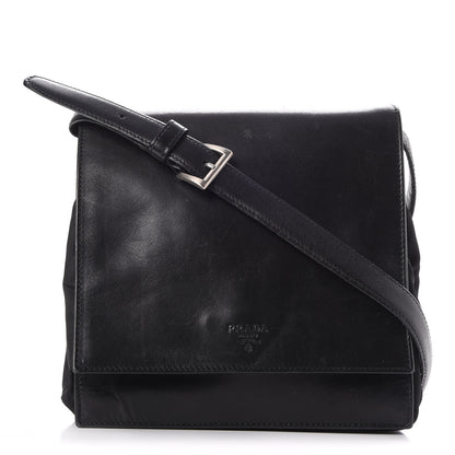 Prada Calfskin Tessuto Nylon Shoulder Bag Nero Black 1 of 8