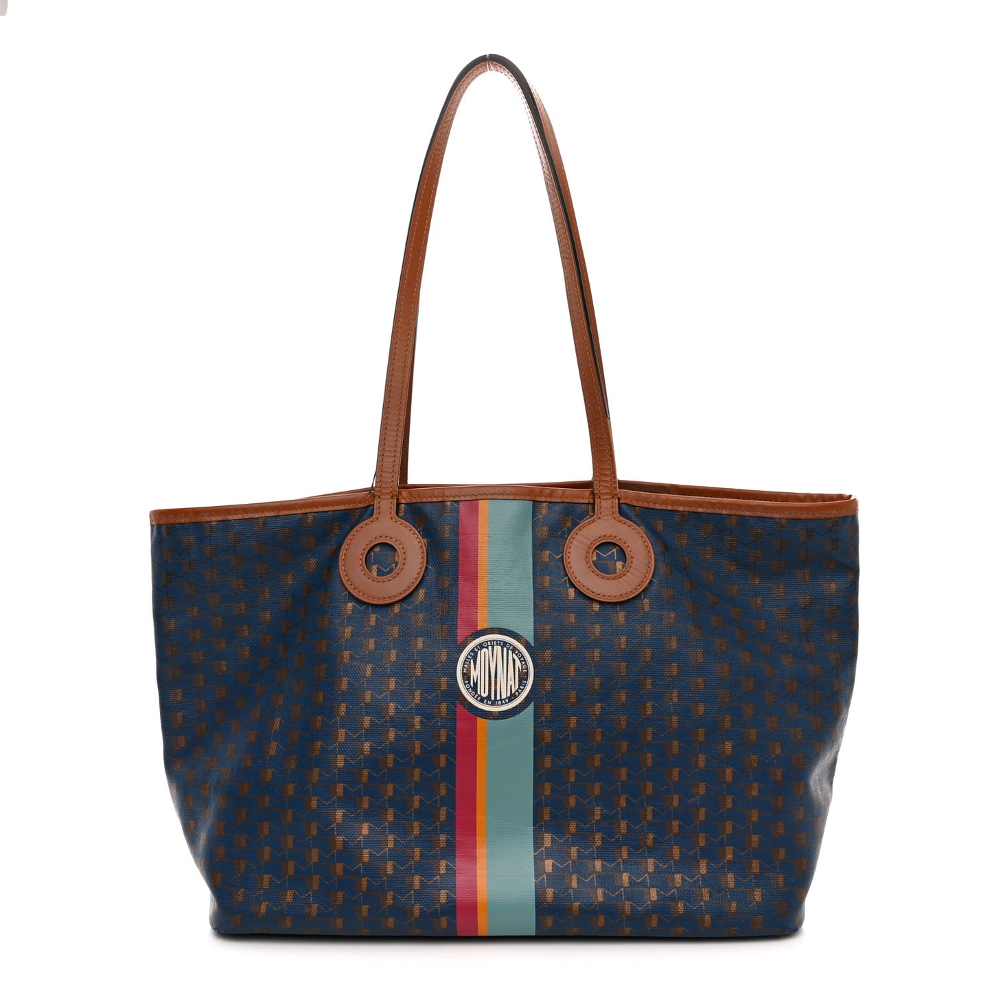 Grained Calfskin Canvas 1920 Oh! Tote Ruban Duo MM Indigo Bronze Cognac