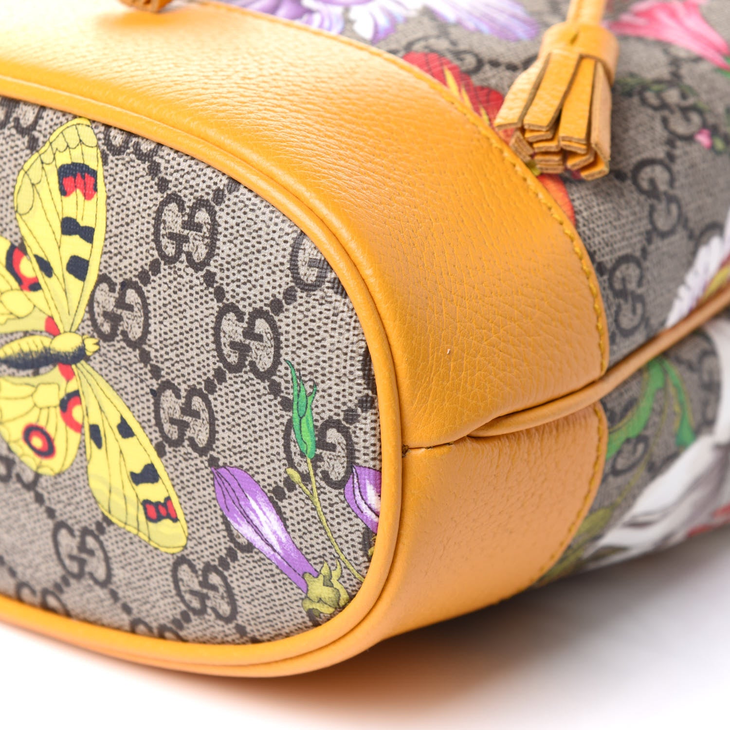 Gucci GG Supreme Monogram Flora Small Ophidia Bucket Bag Beige Multicolor Crop 10 of 10