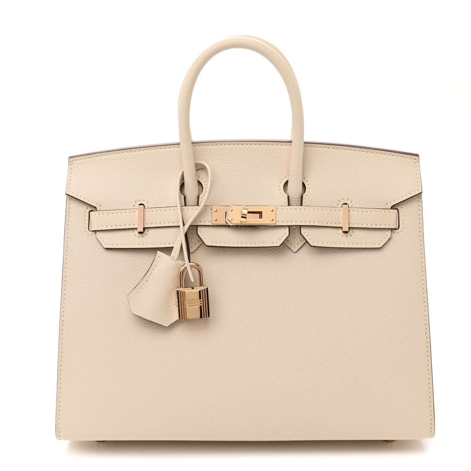Hermes Epsom Horseshoe Birkin Sellier 25 Nata Jaune Ambre 1 of 10