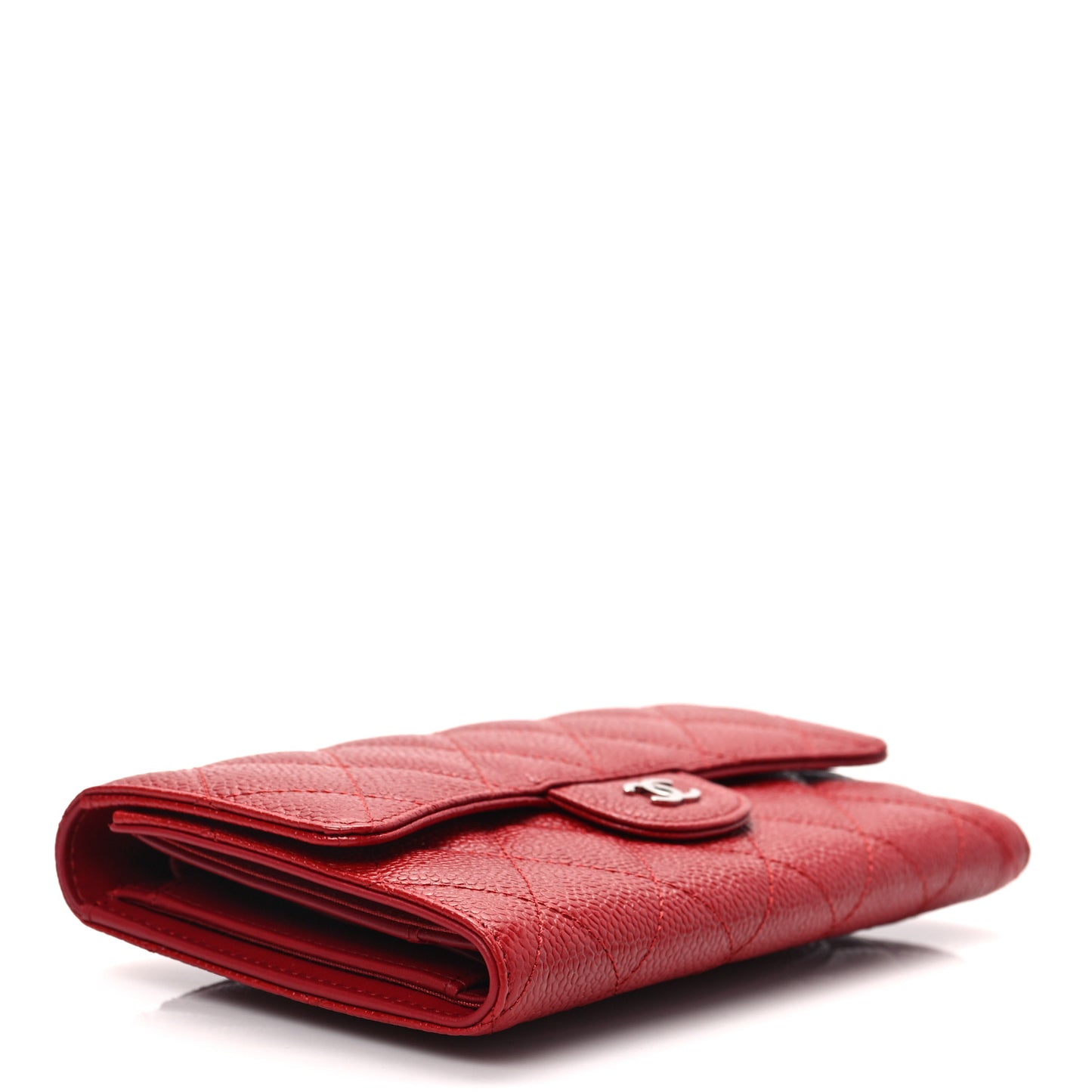 Caviar Quilted Long Flap Wallet Red