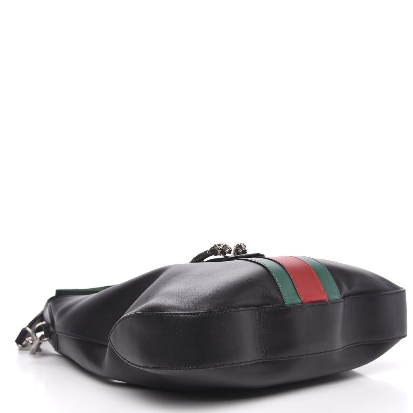 Calfskin Web Stripe Medium Dionysus Hobo Black