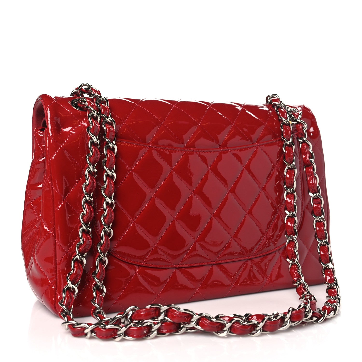 Chanel Patent Quilted Jumbo Double Flap Red 3 of 11