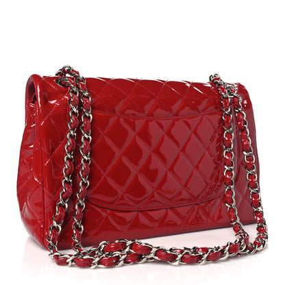 Chanel Patent Quilted Jumbo Double Flap Red 3 of 11