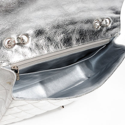 Chanel Metallic Calfskin Quilted Jumbo Single Flap Silver 5 of 8