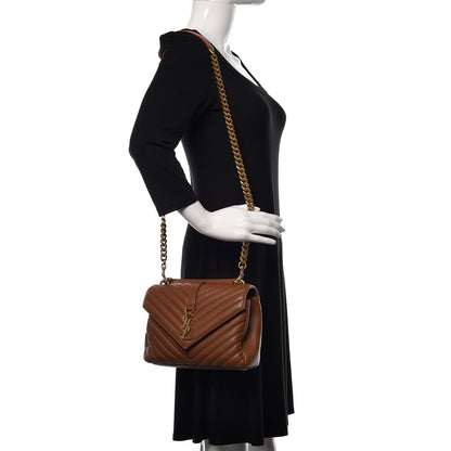 Saint Laurent Calfskin Matelasse Chevron Monogram Medium College Bag Brick 2 of 13
