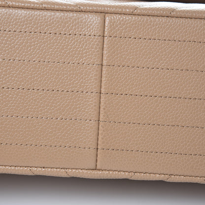 Chanel Caviar Chevron Quilted Jumbo Double Flap Beige 10 of 12