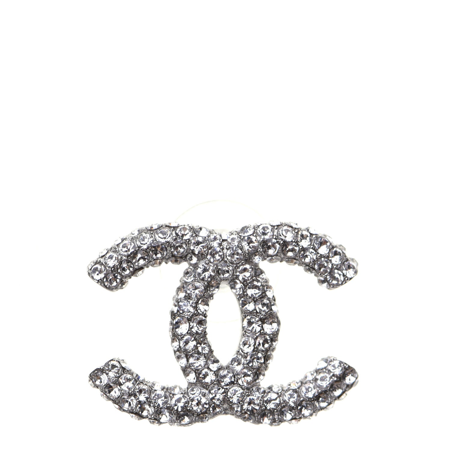 Chanel Crystal CC Treasure Chest Earrings Silver 6 of 8