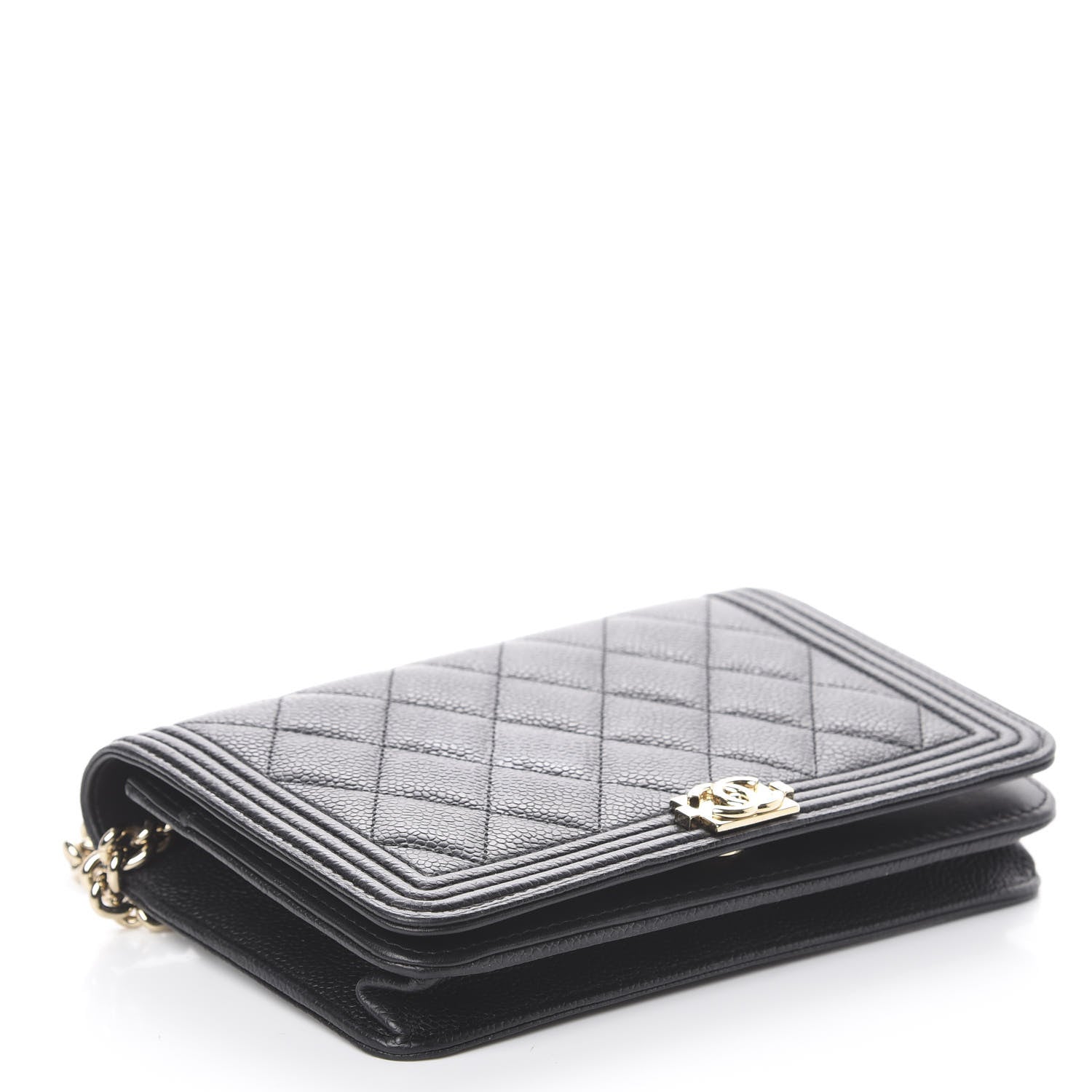 Chanel Caviar Quilted Boy Wallet On Chain WOC Black 3 of 9