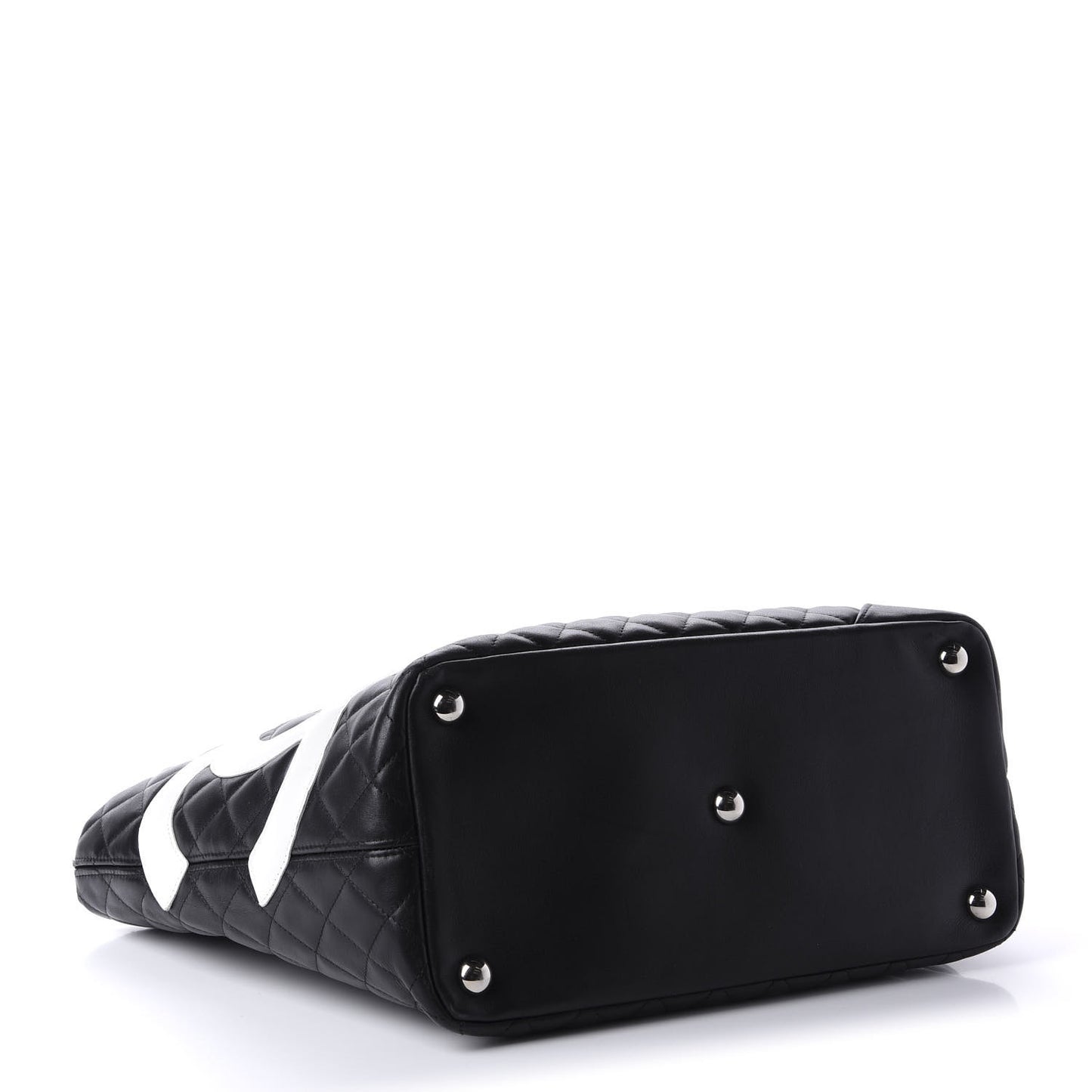 Calfskin Quilted Large Cambon Tote Black White