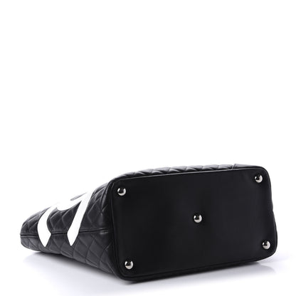Chanel Calfskin Quilted Large Cambon Tote Black White 4 of 10