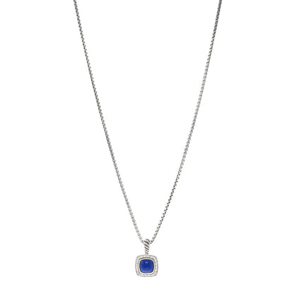 David Yurman Sterling Silver Diamond Lapis Lazuli 7mm Petite Albion Pendant Necklace 1 of 6