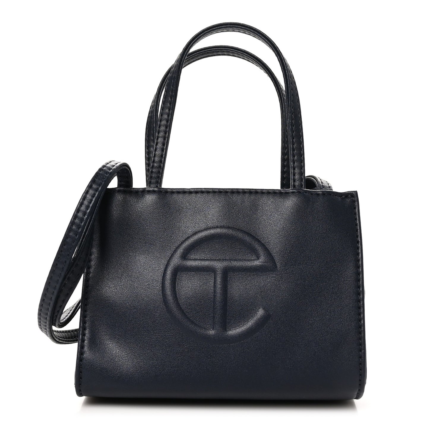 Vegan Leather Small Shopping Bag Navy