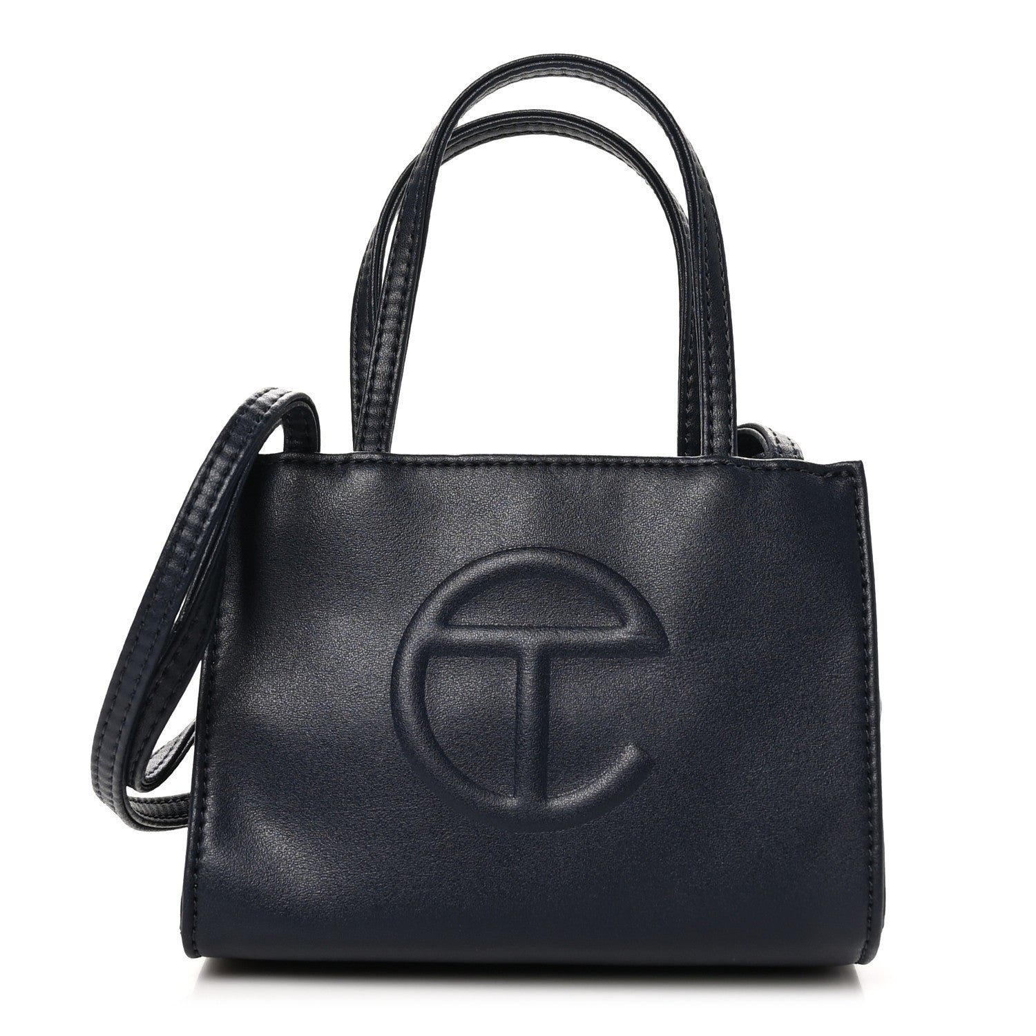 Telfar Vegan Leather Small Shopping Bag Navy 1 of 9