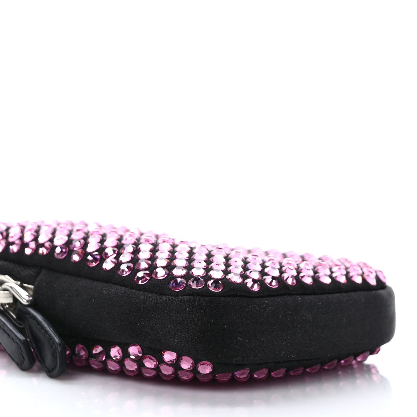 Satin Crystal Zip Phone Case Crossbody Bag Rosa