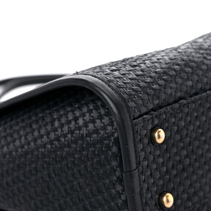 Chanel Straw Raffia Calfskin Chain Small Deauville Tote Black 10 of 13