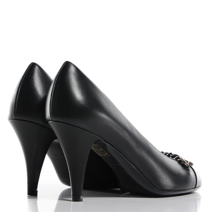 Chanel Lambskin Chain Cap Toe Pumps 37 Black 4 of 7