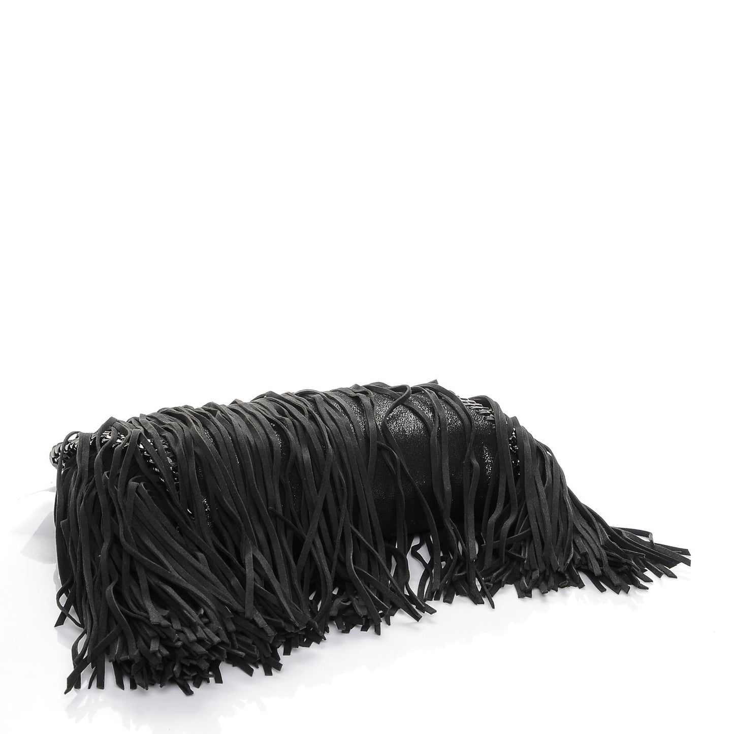 Shaggy Deer Fringe Mini Falabella Tote Black