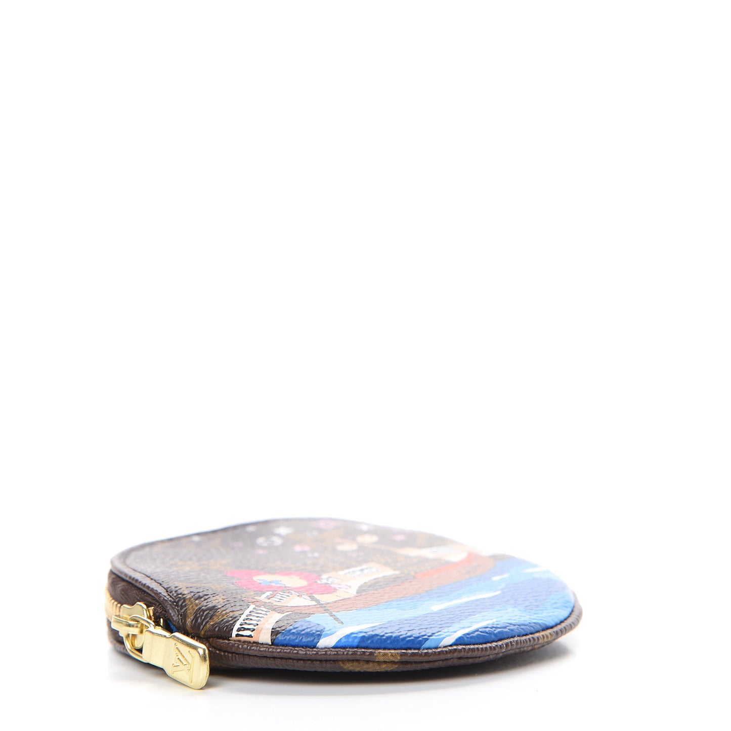 Monogram 2019 Christmas Animation Round Coin Purse Blue