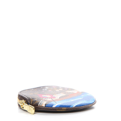 Louis Vuitton Monogram 2019 Christmas Animation Round Coin Purse Blue 3 of 9
