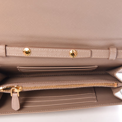 Prada Saffiano Metal Flap Wallet with Strap Cammeo 5 of 12