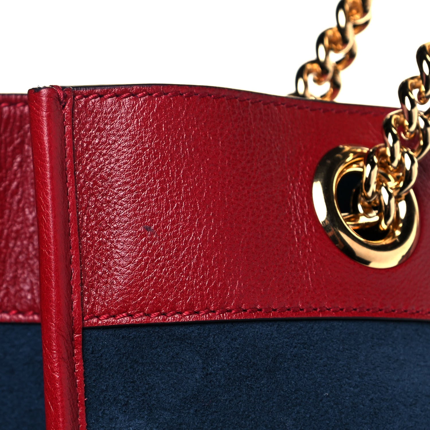 Gucci Suede Calfskin Large Rajah Chain Tote New Blue Romantic Cherry 11 of 11