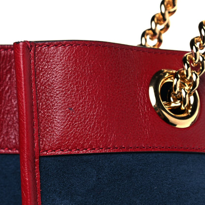Gucci Suede Calfskin Large Rajah Chain Tote New Blue Romantic Cherry 11 of 11