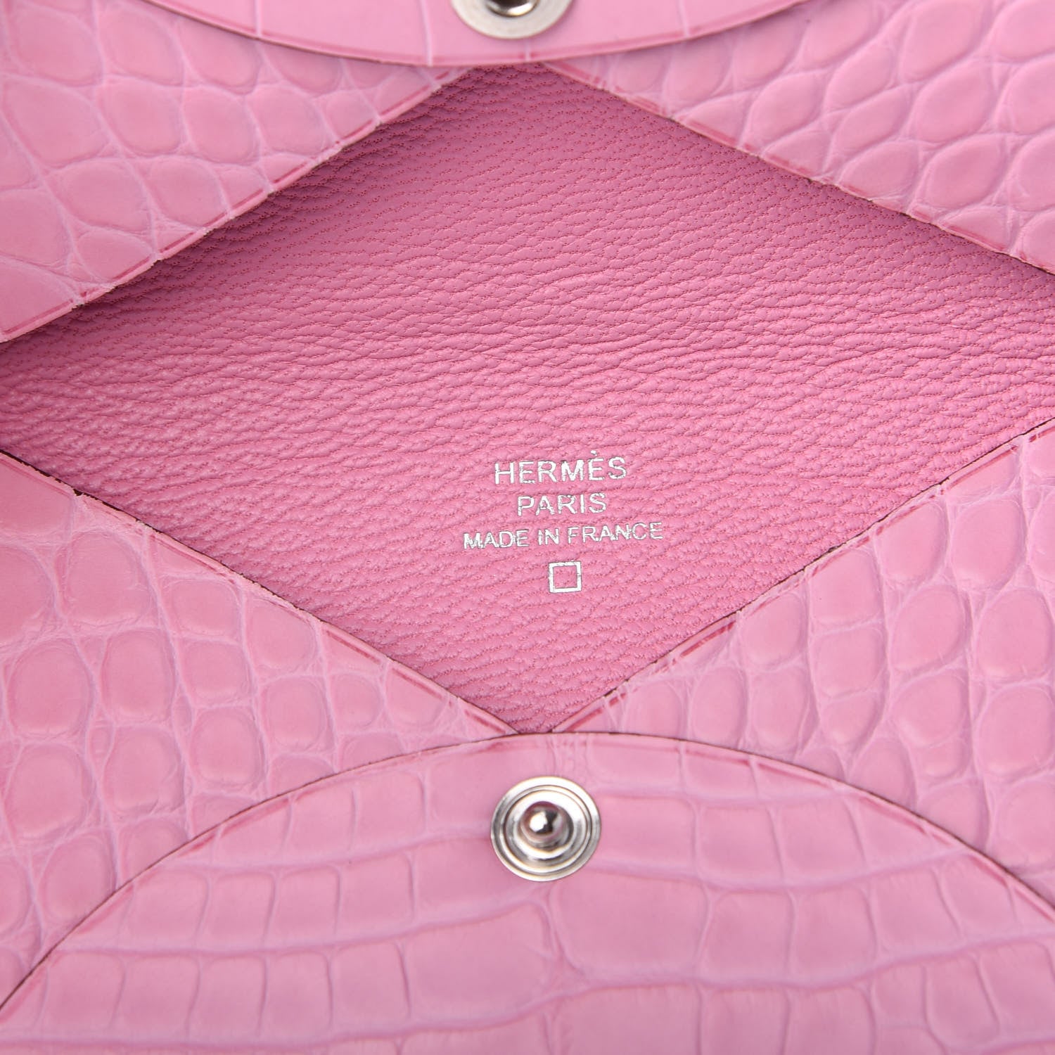 Hermes Matte Alligator Calvi Card Case 5P Pink 6 of 7