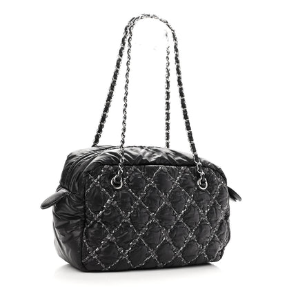 Chanel Nylon Quilted Tweed Stitch Bubble Camera Case Black 3 of 10