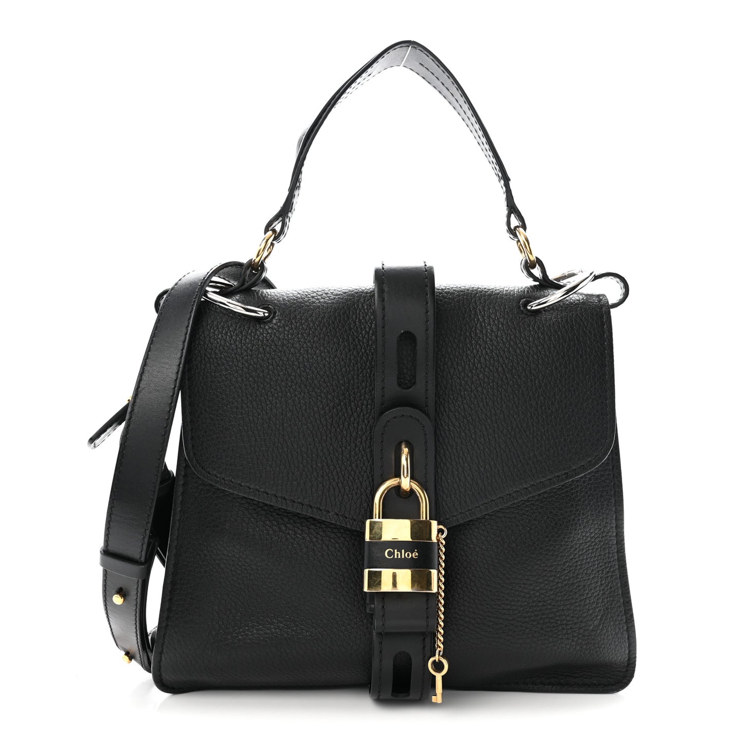 Grained Calfskin Medium Aby Day Shoulder Bag Black
