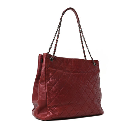 Chanel Iridescent Caviar Quilted Tall Chic Shopping Tote Red 3 of 10