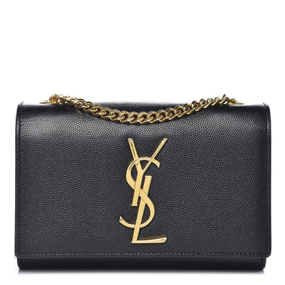 Saint Laurent Grain De Poudre Small Monogram Kate Satchel Black 1 of 12