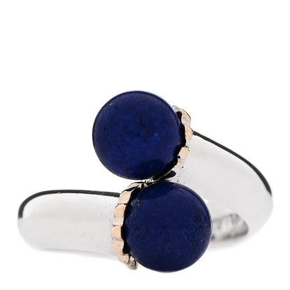 Tiffany Sterling Silver 18K Yellow Gold Lapis Bypass Ring 52 6 1 of 5