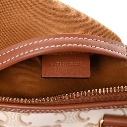 Celine Triomphe Canvas Calfskin Small Boston Bag White 6 of 11