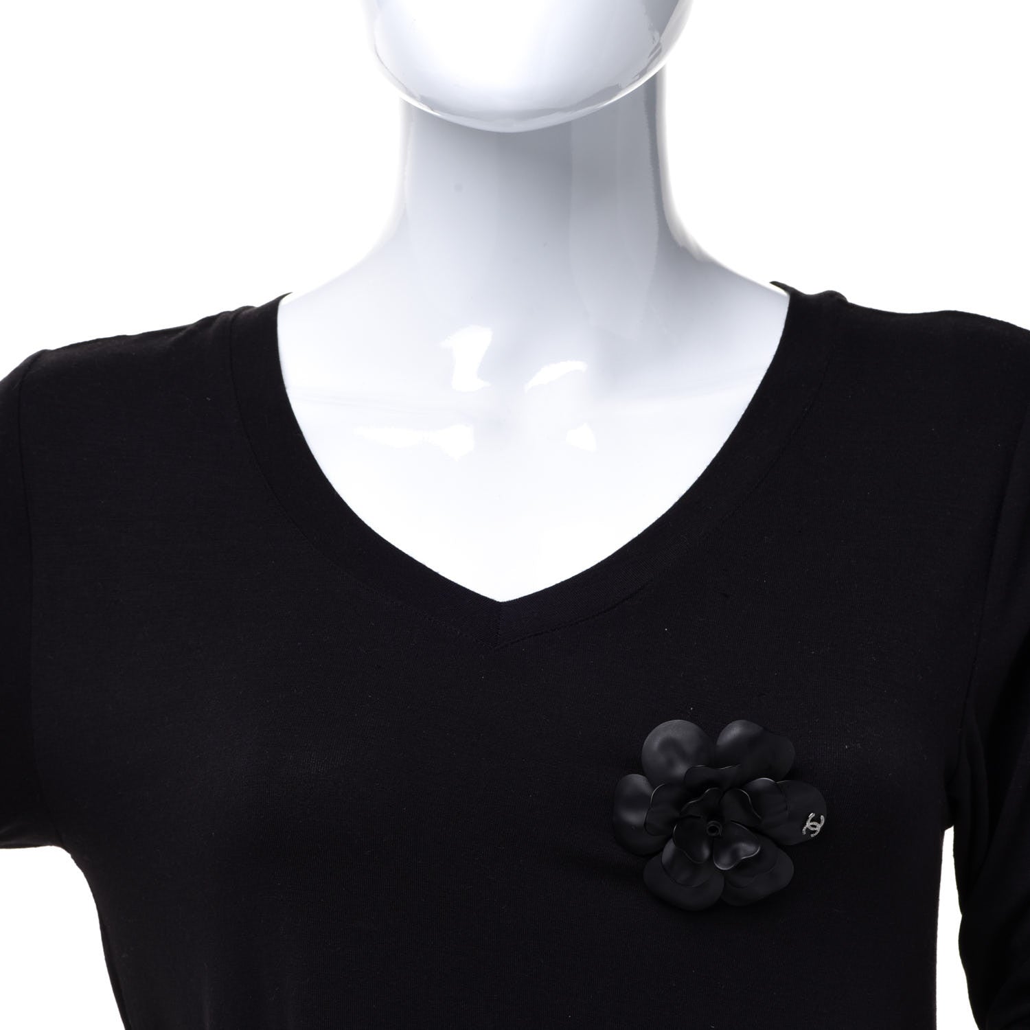 Chanel Lambskin Camellia Brooch Black 2 of 5