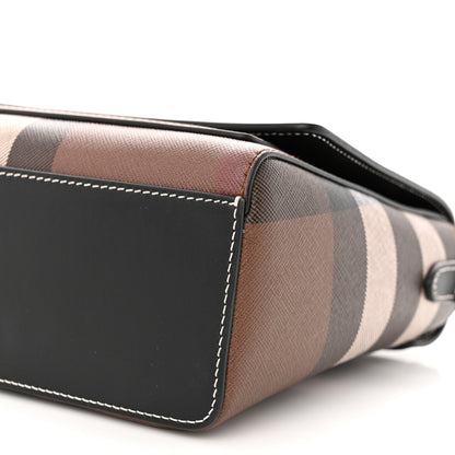 Burberry Calfskin Giant Check E-Canvas Note Crossbody Bag Dark Birch Brown 10 of 10
