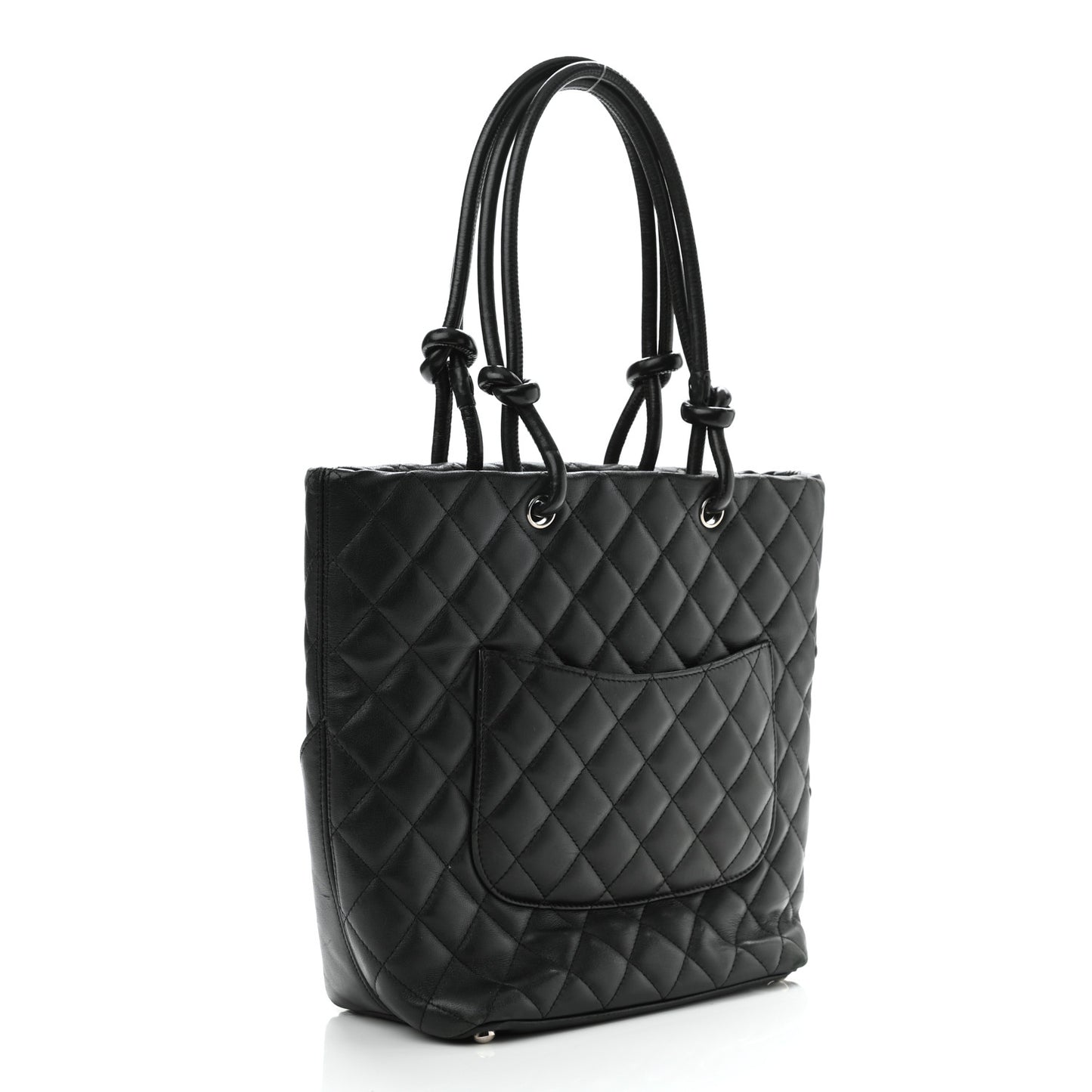 Calfskin Quilted Medium Cambon Tote Black White