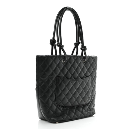Chanel Calfskin Quilted Medium Cambon Tote Black White 3 of 12