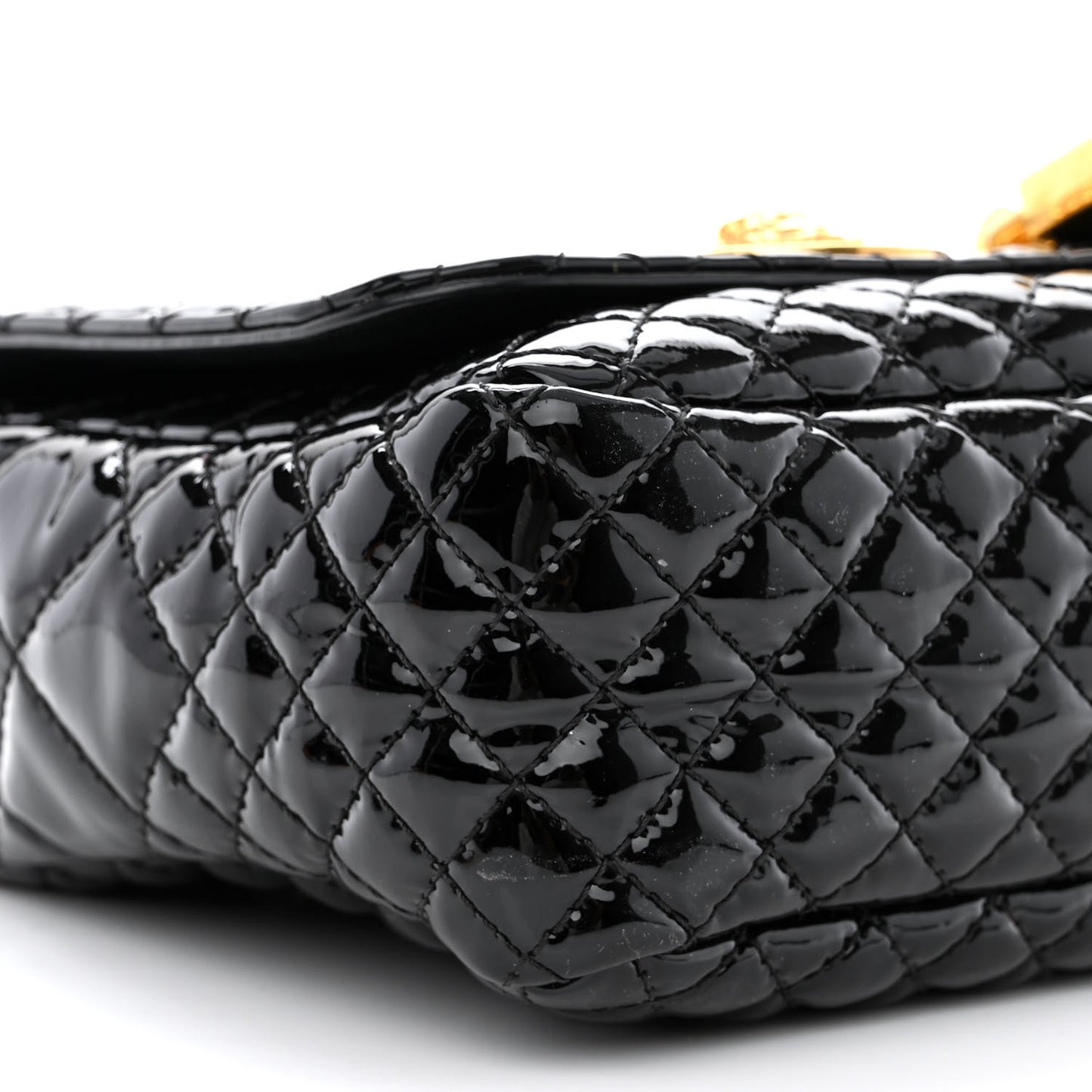 Patent Quilted Icon Shoulder Bag Black