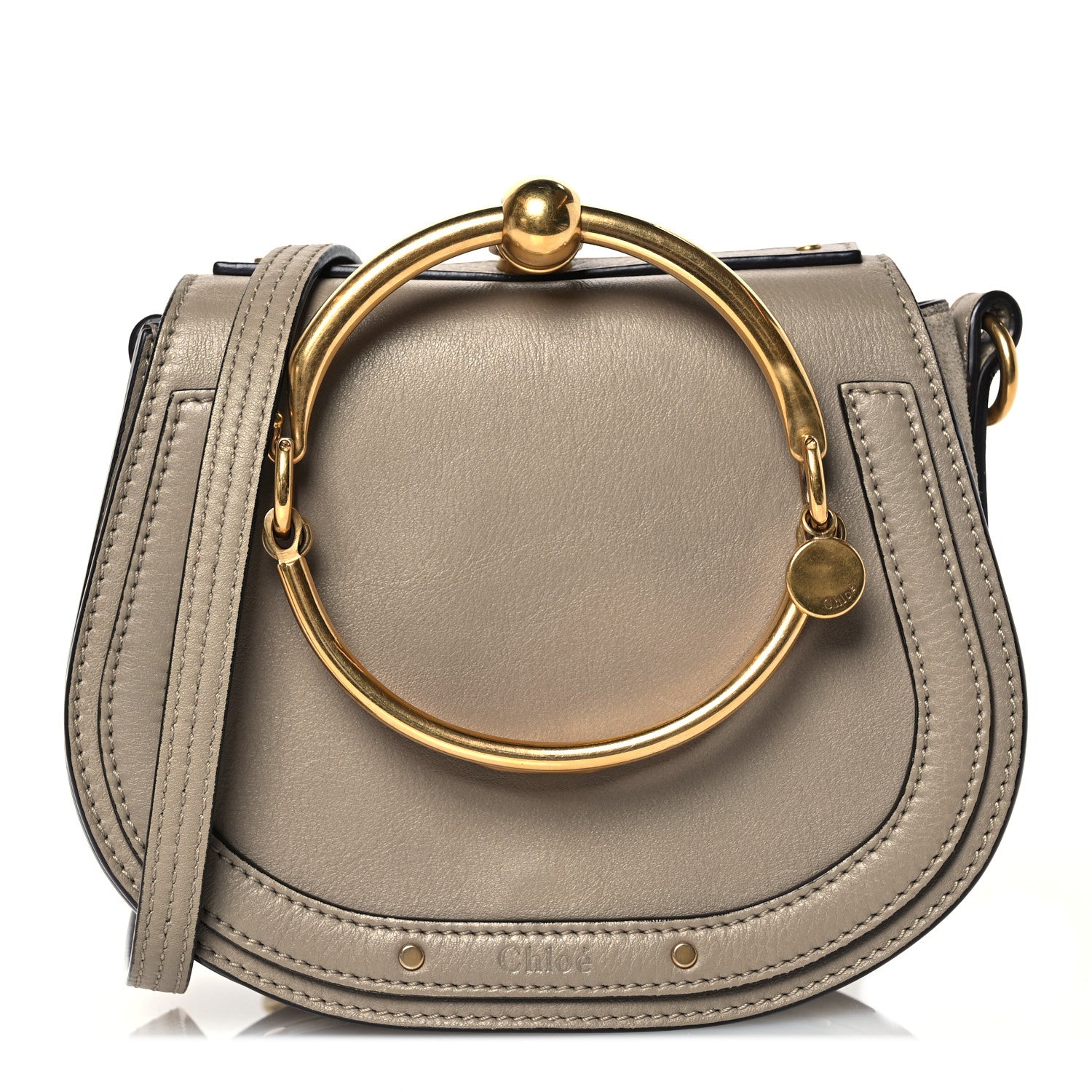 Chloe Calfskin Suede Small Nile Bracelet Bag Motty Grey 1 of 15