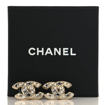 Chanel Crystal Pearl CC Star Heart Earrings Gold 8 of 10