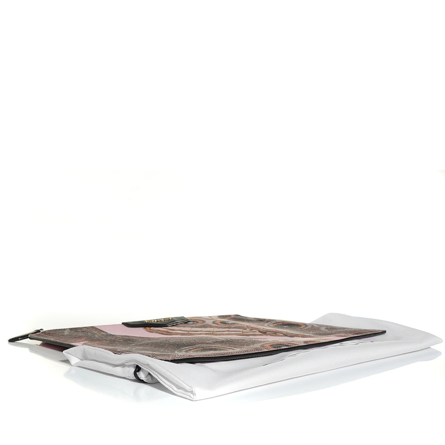 Coated Canvas Butterfly Print Large Flat Zip Pouch Multicolor