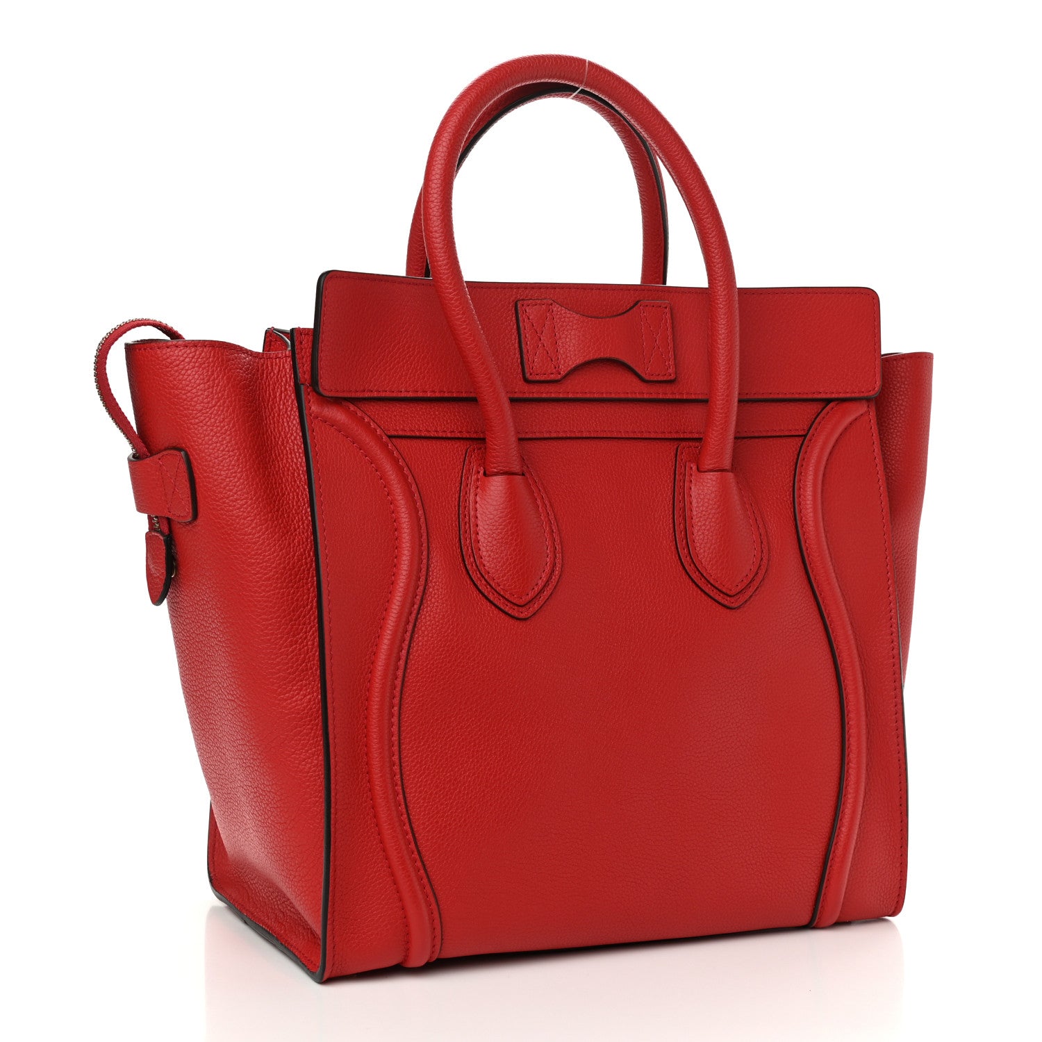 Celine Drummed Calfskin Mini Luggage Coquelicot 3 of 9